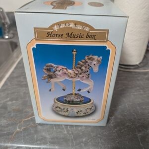 Horse Music Box with Floral Accents